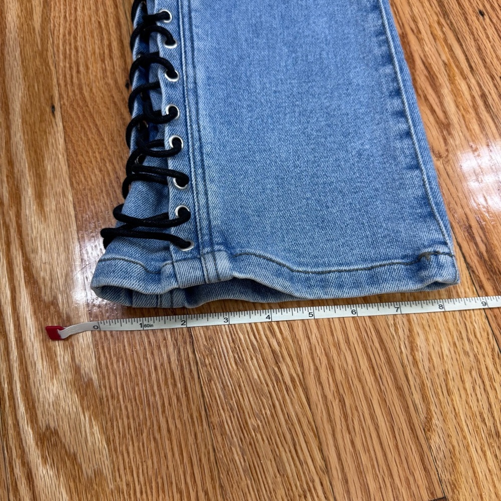 Forever 21 Light Blue Lace-Up Flare Jeans - Picture 7 of 10